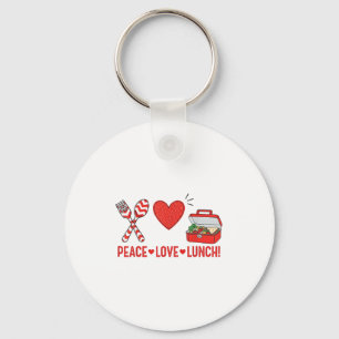 Peace Love Lunch Lady Appreciation Box Terug naar Sleutelhanger