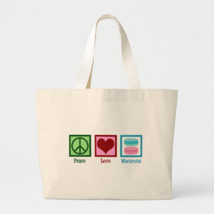 Peace Love Macarons Cute Macaron Bakery Grote Tote Bag
