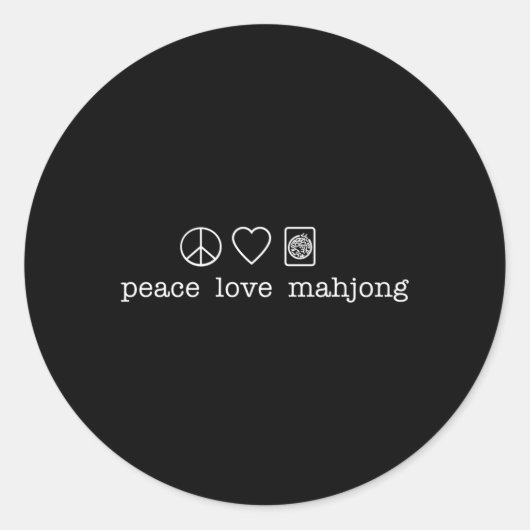 Peace Love Mahjong Ronde Sticker (Voorkant)