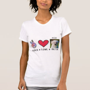 Peace Love Maltese Hondenliefhebbers T-Shirt