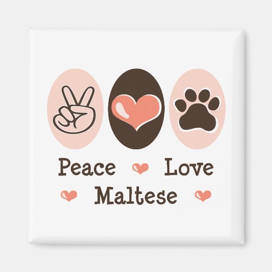 Peace Love maltese Magnet (Devant)