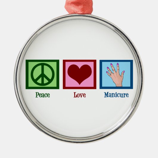 Peace Love Manicure Metalen Ornament (Voorkant)