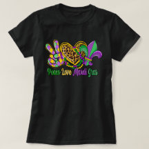 🎭 Peace Love Mardi Gras T-shirt - Feestelijk & Le