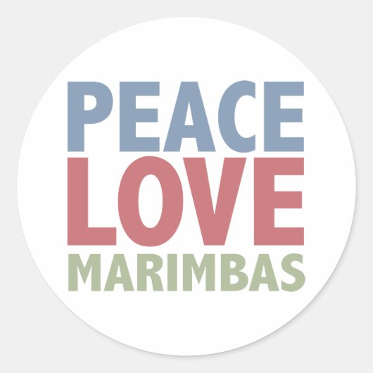 Peace Love Marimbas Ronde Sticker (Voorkant)