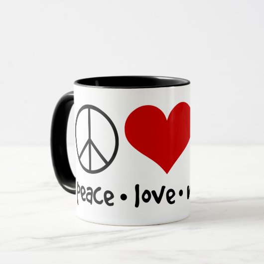 Peace Love Marinara Basil laat cluster over Mok (Voorkant links)