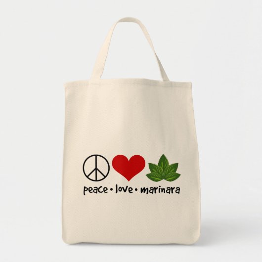 Peace Love Marinara Basil laat cluster over Tote Bag (Voorkant)