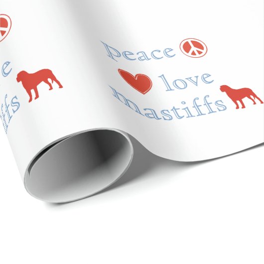 Peace Love Mastiffs Cadeaupapier (Rol Hoek)
