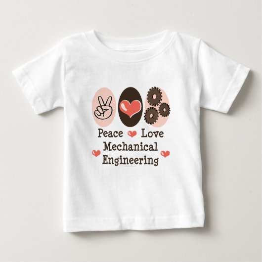 Peace Love Mechanical Engineering Baby T-shirt (Voorkant)