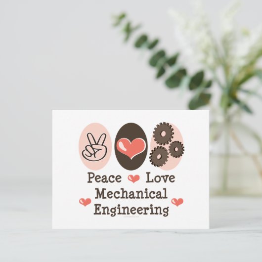 Peace Love Mechanical Engineering Briefkaart (Staand voorkant)