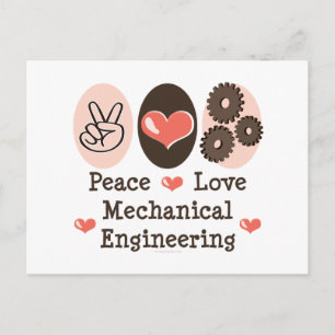 Peace Love Mechanical Engineering Briefkaart