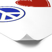 Peace Love Michigan with State Shaped Flag Poster (Hoek)