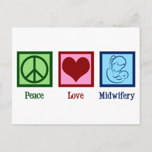 Peace Love Midwifery Cute Midechtgenote Briefkaart