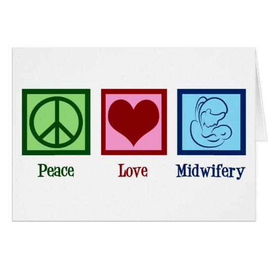 Peace Love Midwifery mignonne carte de sage-femme (Devant horizontal)