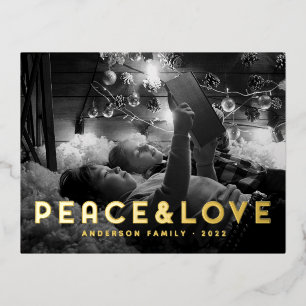 Peace & Love Modern Simple Typography Folie Feestdagen Briefkaart
