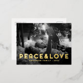 Peace & Love Modern Simple Typography Folie Feestdagen Briefkaart (Voorkant / Achterkant)