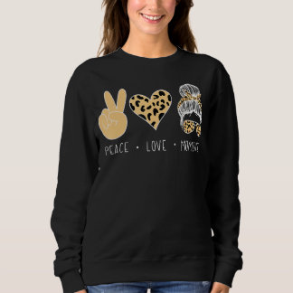 Peace Love Momlife Leopard Messy Bun Leopard Heart Trui