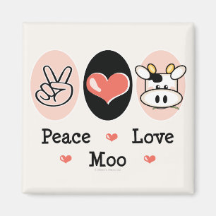 Peace Love Moo Cow Magnet