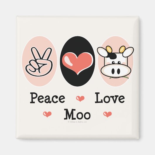 Peace Love Moo Cow Magnet (Devant)