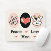 Peace Love Moo Cow Mousepad Muismat (Met muis)