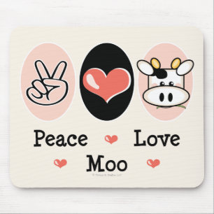 Peace Love Moo Cow Mousepad Muismat