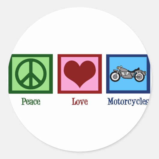 Peace Love Motorcycli Ronde Sticker (Voorkant)