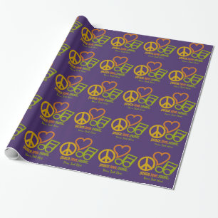 Peace Love Music aangepast inpakpapier
