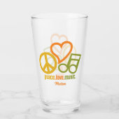 Peace Love Music, aangepaste naam Glas (Achterkant)