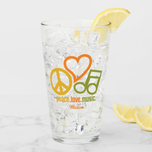 Peace Love Music, aangepaste naam Glas (Achterkant ijs)