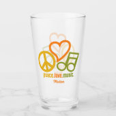 Peace Love Music, aangepaste naam Glas (Voorkant)