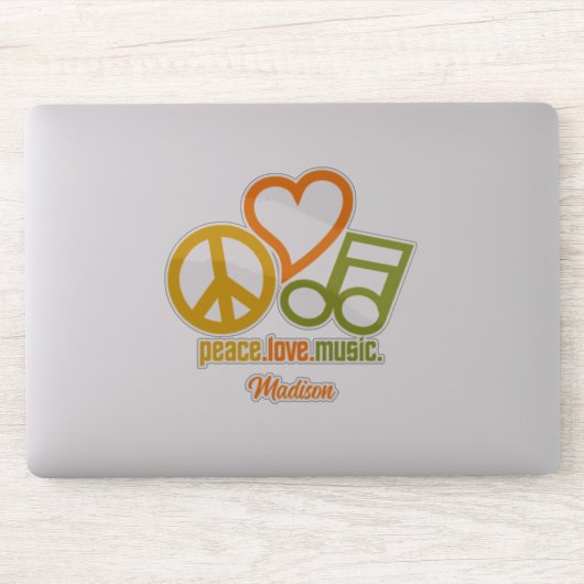 Peace Love Music, aangepaste naam Sticker (Computer)