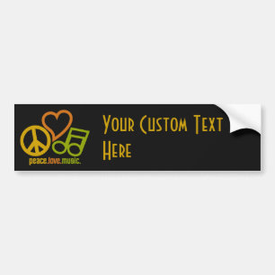 Peace Love Music-aangepaste tekst en kleurenbumper Bumpersticker