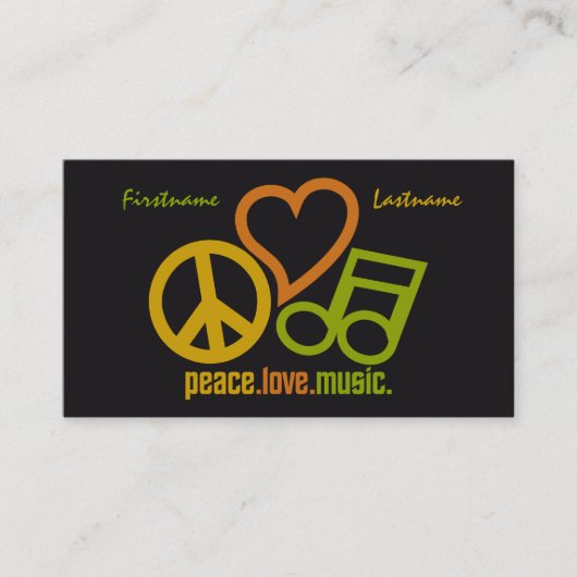 Peace Love Music aangepaste visitekaartjes (Voorkant)