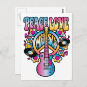 Peace Love Music Briefkaart (Voorkant / Achterkant)