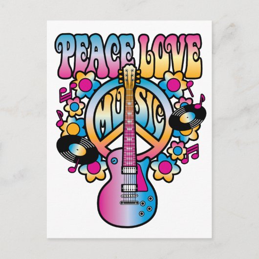 Peace Love Music Briefkaart (Voorkant)