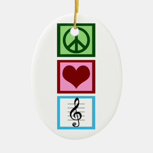 Peace Love Music Custom Keramisch Ornament (Voorkant)