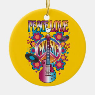 Peace-Love-Music Keramisch Ornament