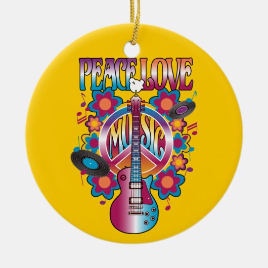 Peace-Love-Music Keramisch Ornament (Voorkant)