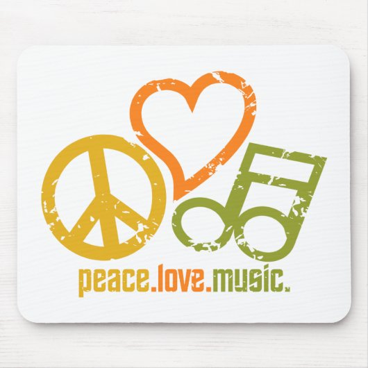 Peace Love Music mousepad Muismat (Voorkant)