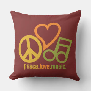 Peace-Love-Music oreiller de lancement couleur per