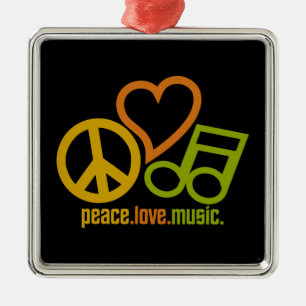 Peace Love Music ornament, aanpasbaar Metalen Ornament