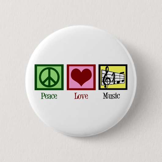 Peace Love Music Ronde Button 5,7 Cm (Voorkant)