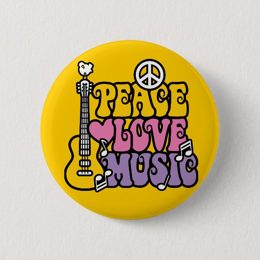 Peace-Love-Music Ronde Button 5,7 Cm (Voorkant)