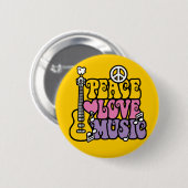 Peace-Love-Music Ronde Button 5,7 Cm (Voorkant /achterkant)
