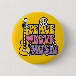 Peace-Love-Music Ronde Button 5,7 Cm