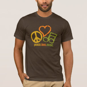 Peace Love Music shirt — kies stijl en kleur