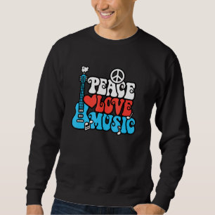 Peace Love Muziek Retro Rock Roll Gitaar Peace Sym Trui