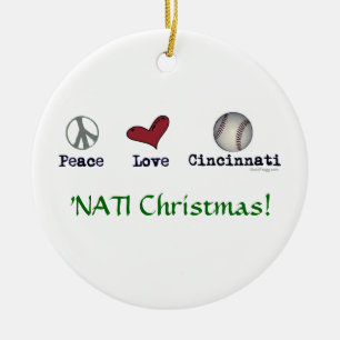 Peace Love NATI (Cincinnati) kerstversiering Keramisch Ornament