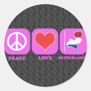 Peace Love Nederland Ronde Sticker