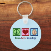 Peace Love Neurology - Neuroloog Sleutelhanger (Voorkant)