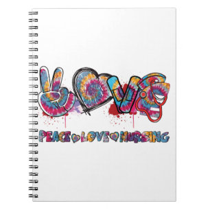 Peace Love Neursing Stethoscope Cute Nurse Tie Dye Notitieboek